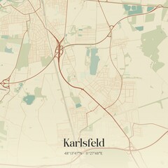 Vintage map of Karlsfeld, Germany.