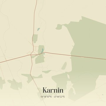 Vintage map of Karnin, Germany.
