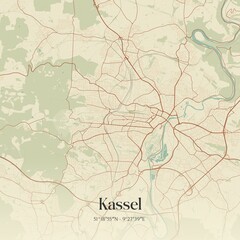 Vintage map of Kassel, Germany.