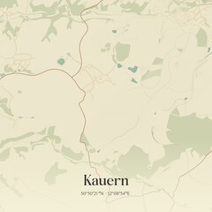 Vintage map of Kauern, Germany.
