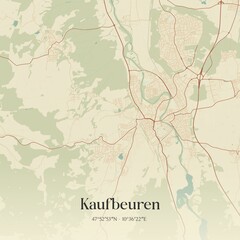 Vintage map of Kaufbeuren, Germany.
