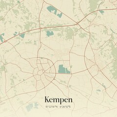 Obraz premium Vintage map of Kempen, Germany.