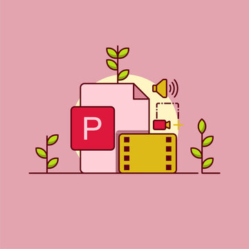 Illustration of a power point document sheet, file microsoft office ppt icon