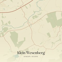 Vintage map of Klein Wesenberg, Germany.
