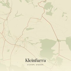 Fototapeta premium Vintage map of Kleinfurra, Germany.
