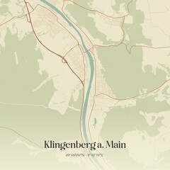 Vintage map of Klingenberg a. Main, Germany.