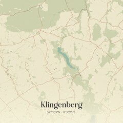Obraz premium Vintage map of Klingenberg, Germany.