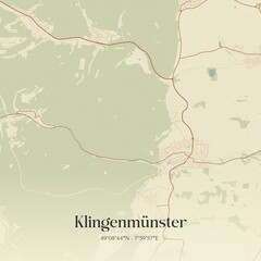 Obraz premium Vintage map of Klingenmunster, Germany.