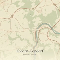 Obraz premium Vintage map of Kobern-Gondorf, Germany.