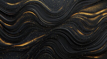 Liquid gold black liquid wavy shiny background 3D rendered, oily gold texture 3D background