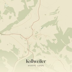 Vintage map of Kollweiler, Germany.