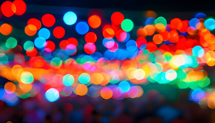 Fototapeta premium Vibrant bokeh lights display urban night festival photography colorful atmosphere wide angle visual magic