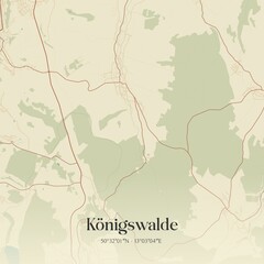 Fototapeta premium Vintage map of Konigswalde, Germany.