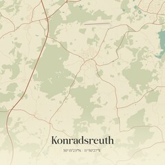 Fototapeta premium Vintage map of Konradsreuth, Germany.