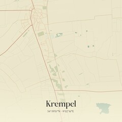 Vintage map of Krempel, Germany.