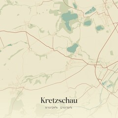Fototapeta premium Vintage map of Kretzschau, Germany.