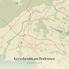 Fototapeta premium Vintage map of Kressbronn am Bodensee, Germany.