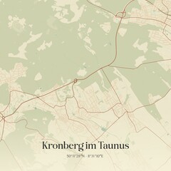 Fototapeta premium Vintage map of Kronberg im Taunus, Germany.