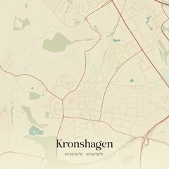Vintage map of Kronshagen, Germany.