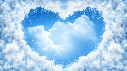 Naklejka premium Heavenly Heart Clouds, Sky, and Sparkling Stardust