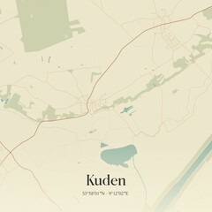 Vintage map of Kuden, Germany.