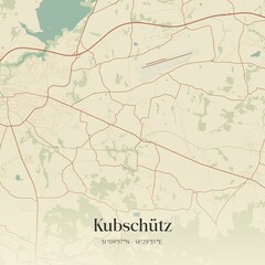 Vintage map of Kubschutz, Germany.