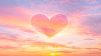 Fototapeta premium Heavenly Heart Shaped Cloud at Sunset Dawn