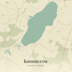 Fototapeta premium Vintage map of Kummerow, Germany.