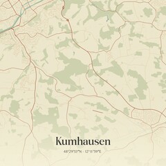 Vintage map of Kumhausen, Germany.