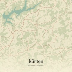 Vintage map of Kurten, Germany.