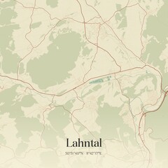 Vintage map of Lahntal, Germany.