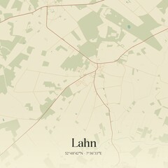 Vintage map of Lahn, Germany.
