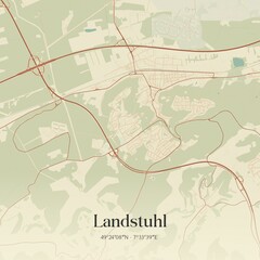 Vintage map of Landstuhl, Germany.
