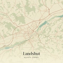 Fototapeta premium Vintage map of Landshut, Germany.