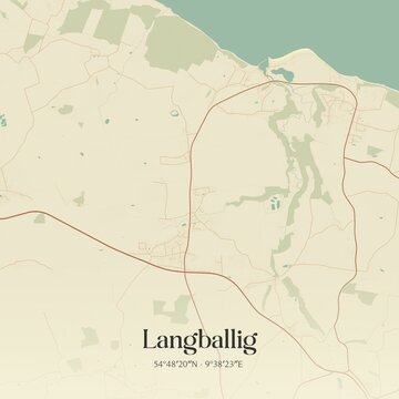 Vintage map of Langballig, Germany.
