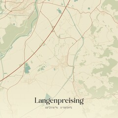 Vintage map of Langenpreising, Germany.