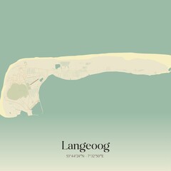 Vintage map of Langeoog, Germany.