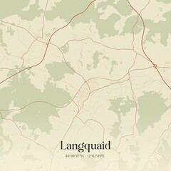 Fototapeta premium Vintage map of Langquaid, Germany.