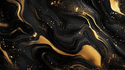 Liquid marble design abstract painting background with gold splash texture.