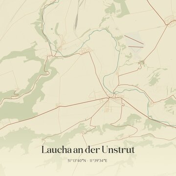 Vintage map of Laucha an der Unstrut, Germany.