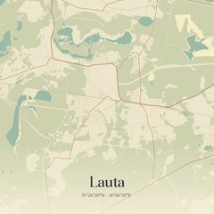 Vintage map of Lauta, Germany.