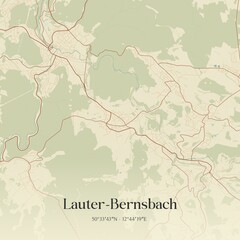 Fototapeta premium Vintage map of Lauter-Bernsbach, Germany.