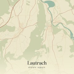 Fototapeta premium Vintage map of Lautrach, Germany.