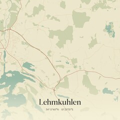 Fototapeta premium Vintage map of Lehmkuhlen, Germany.