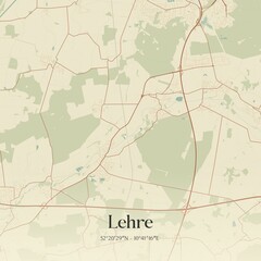 Vintage map of Lehre, Germany.