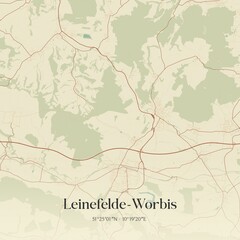 Fototapeta premium Vintage map of Leinefelde-Worbis, Germany.