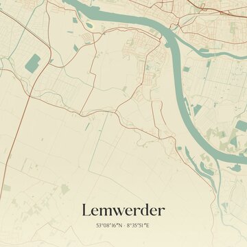 Vintage map of Lemwerder, Germany.