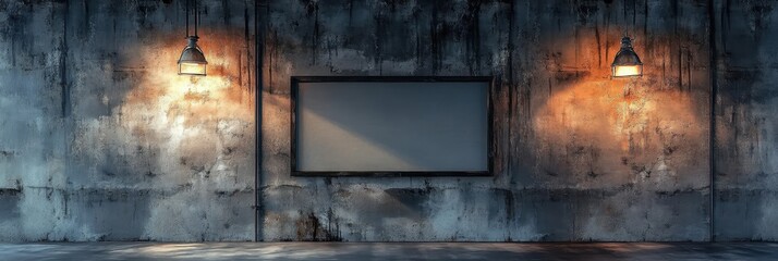 Fototapeta premium Dark vintage frame, ornate brass lanterns, glowing warm light, weathered teal wall, rustic texture, old world ambiance, mysterious atmosphere, antique decor, shadowy corners, medieval fantasy setting,