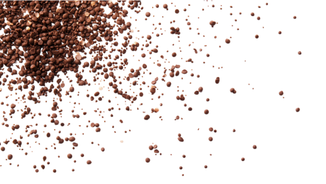 Brown confetti-like sprinkles on a white background, playful design, ideal for festive themes and creative projects, transparent PNG format