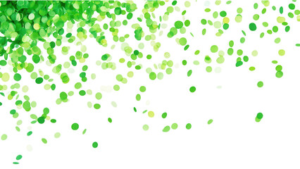 Green confetti-like sprinkles on a white backdrop, vibrant and playful design element, perfect for festive themes and celebrations.